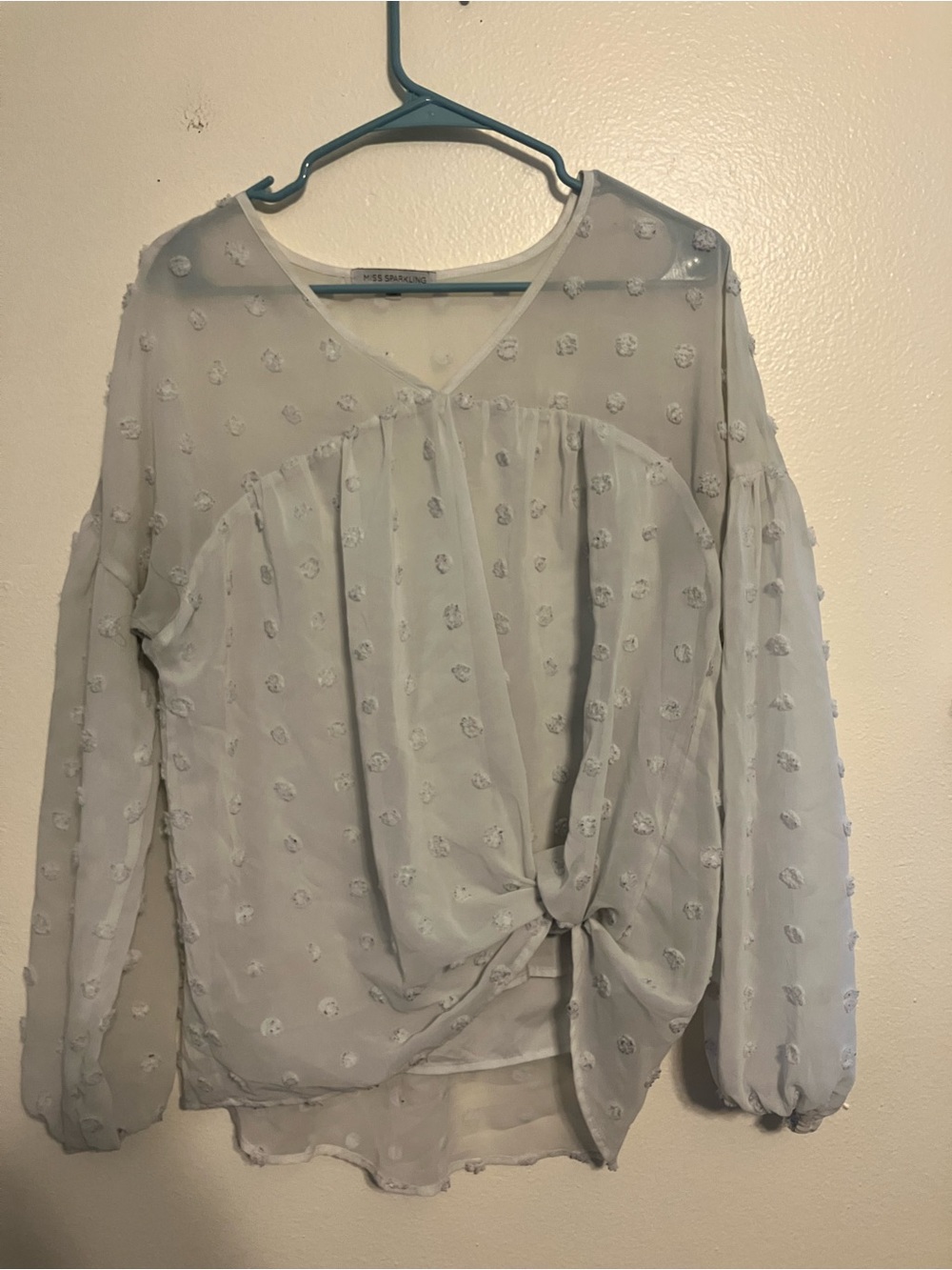 Miss Sparkling Sheer Tie-Front Blouse